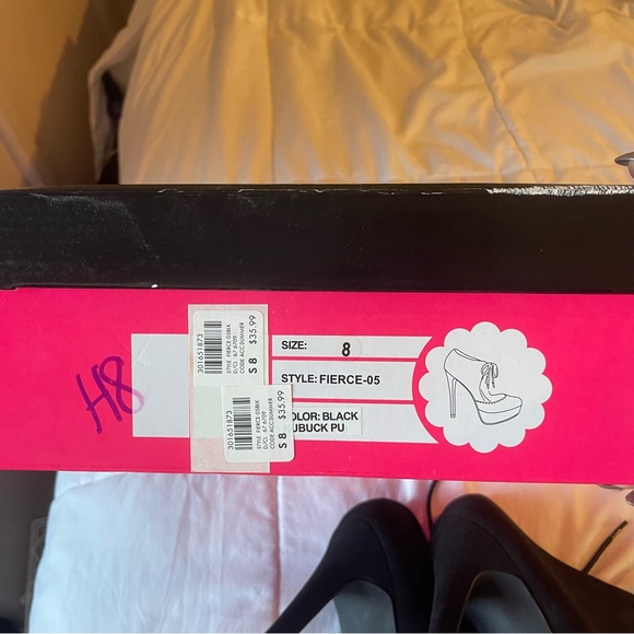 Suede High Heel Platform Tie Up Pumps Charolette Russe Black Shoes - Picture 5 of 11